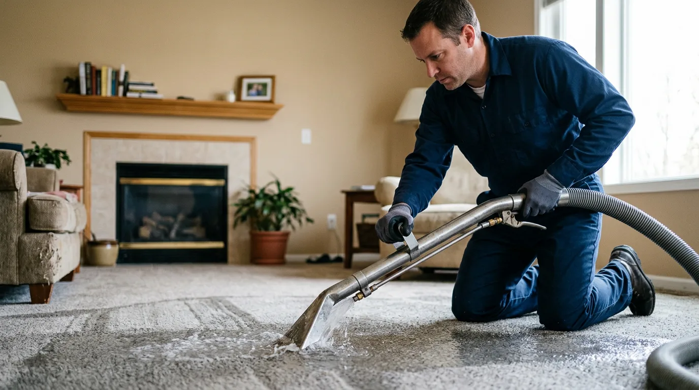 Water damage restoration technician working near Mott, ND